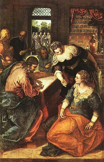 TINTORETTO, Jacopo Christus bei Maria und Martha Norge oil painting art